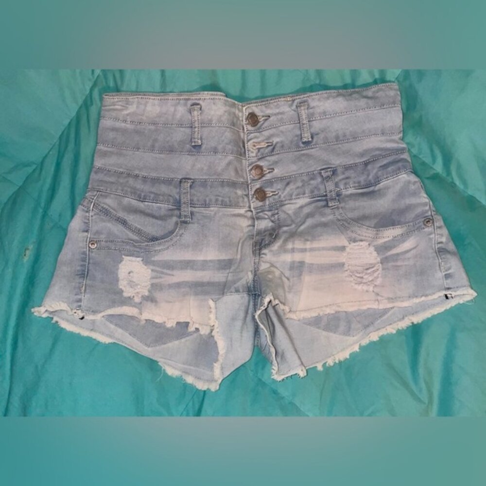 Rue21 Light Blue High-Waisted Denim Shorts